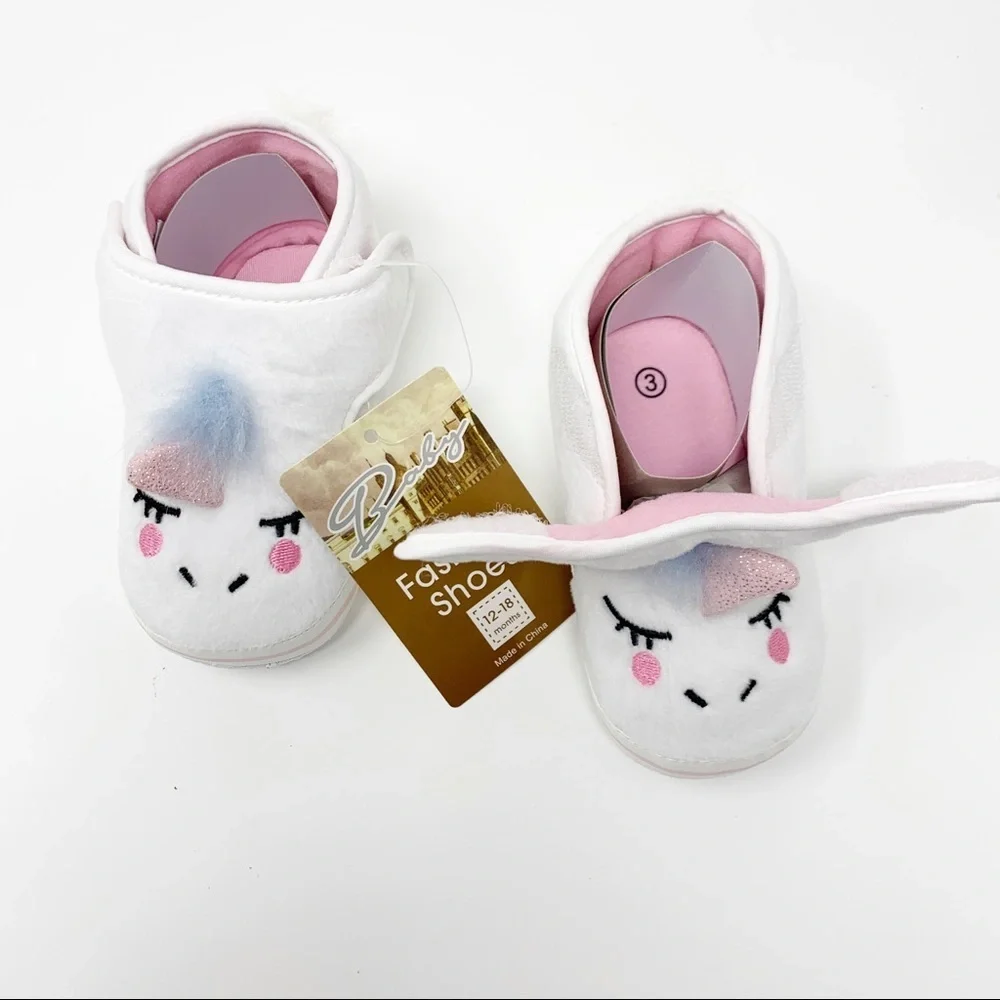 Unicorn Toddler Shoes Pink Glitter Embroidered